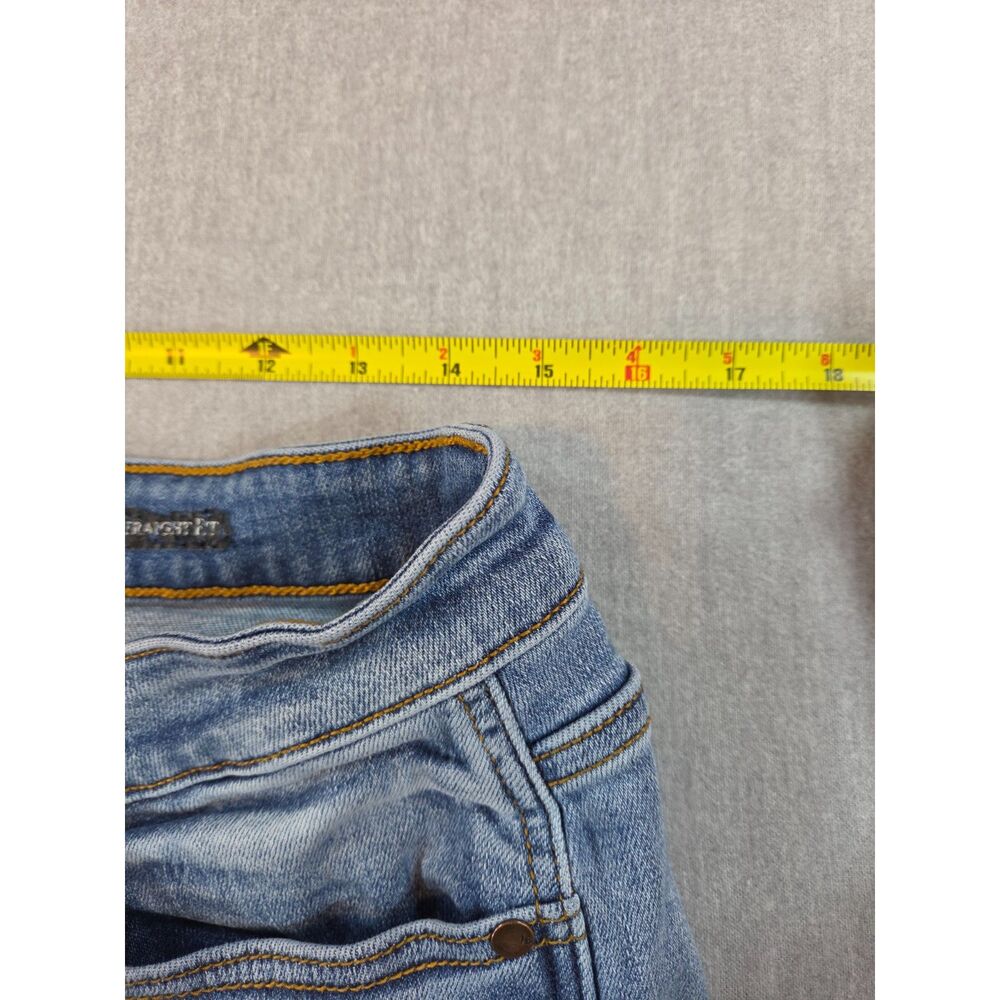 Judy Blue 15/32 Straight Leg Jeans Light Wash Raw Frayed Hem Stretch Denim - Picture 7 of 9